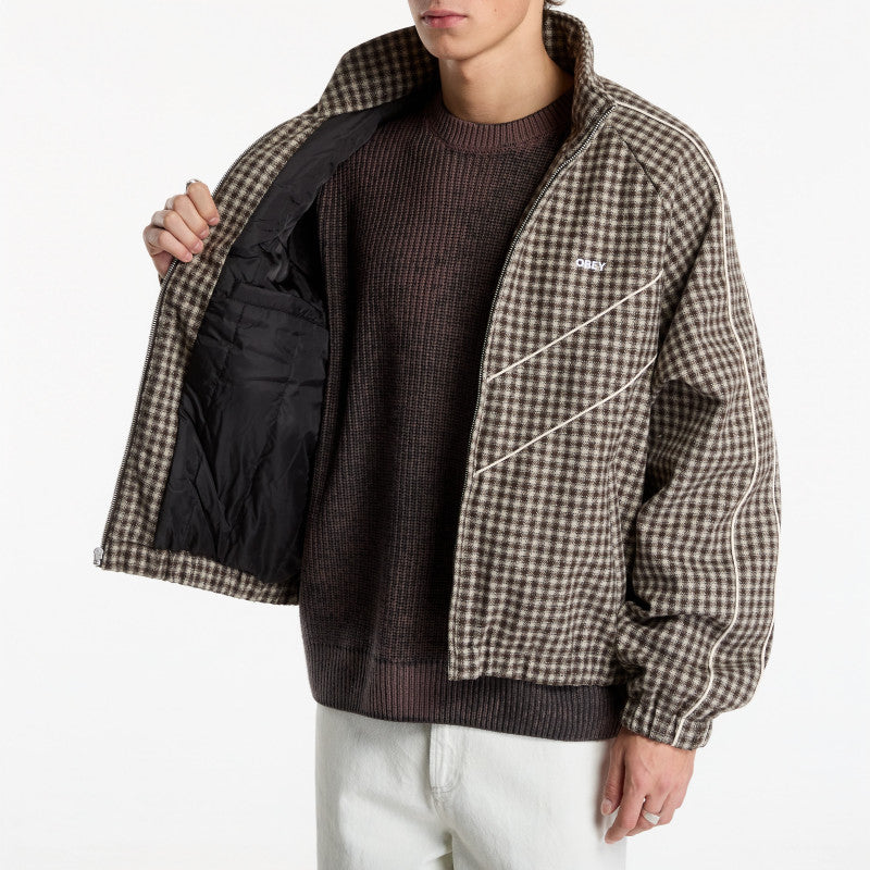 Obey Leisure Training Jacket Abbey Stone Plaid