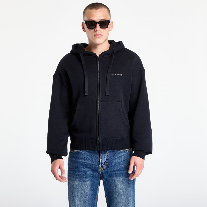 Daily Paper Boxy Zip Up Hoodie Black