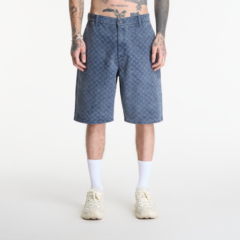 Daily Paper Washed Monogram Woven Shorts Blue Wing Teal