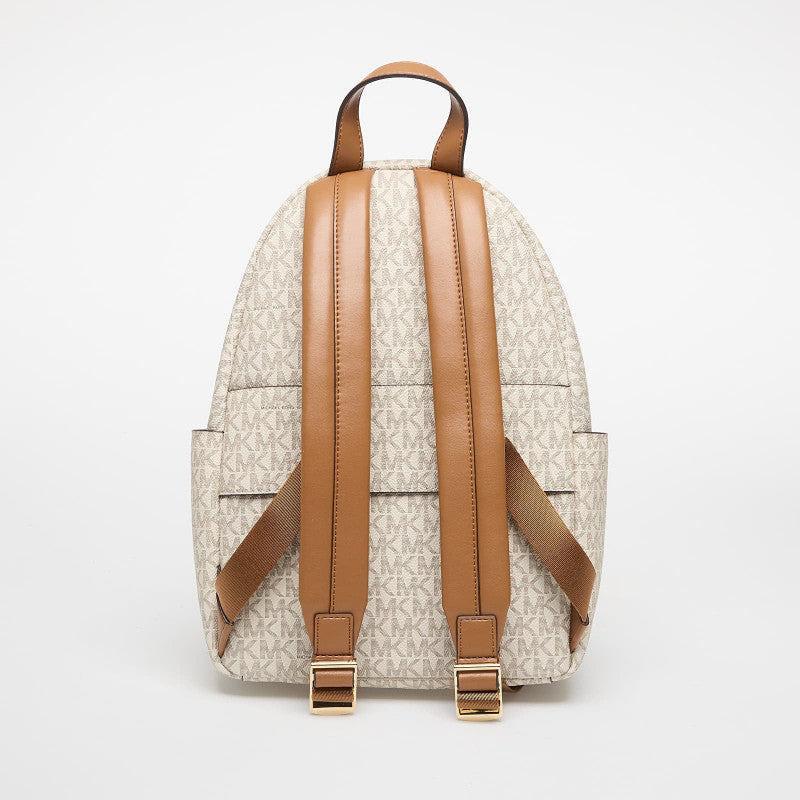 Michael Kors Tanner Medium Signature Logo Backpack Vanilla/ Acorn