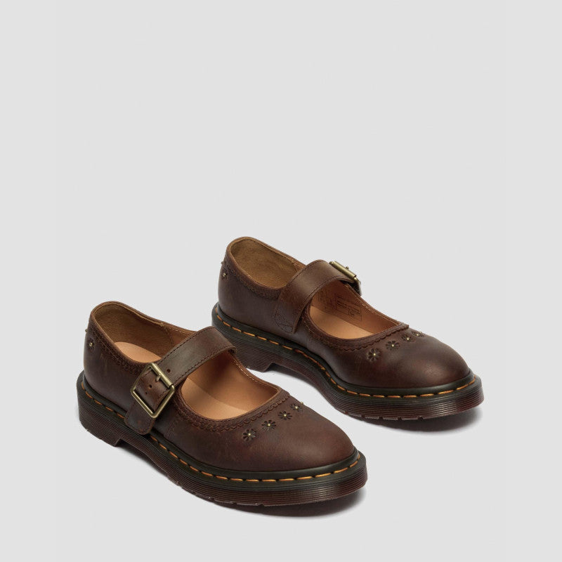 Dr. Martens MARY JANE FLOWER Dark Brown Crazy Horse
