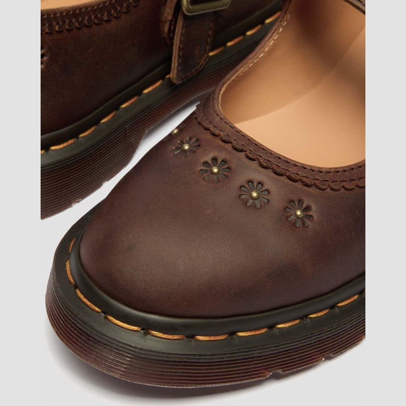 Dr. Martens MARY JANE FLOWER Dark Brown Crazy Horse