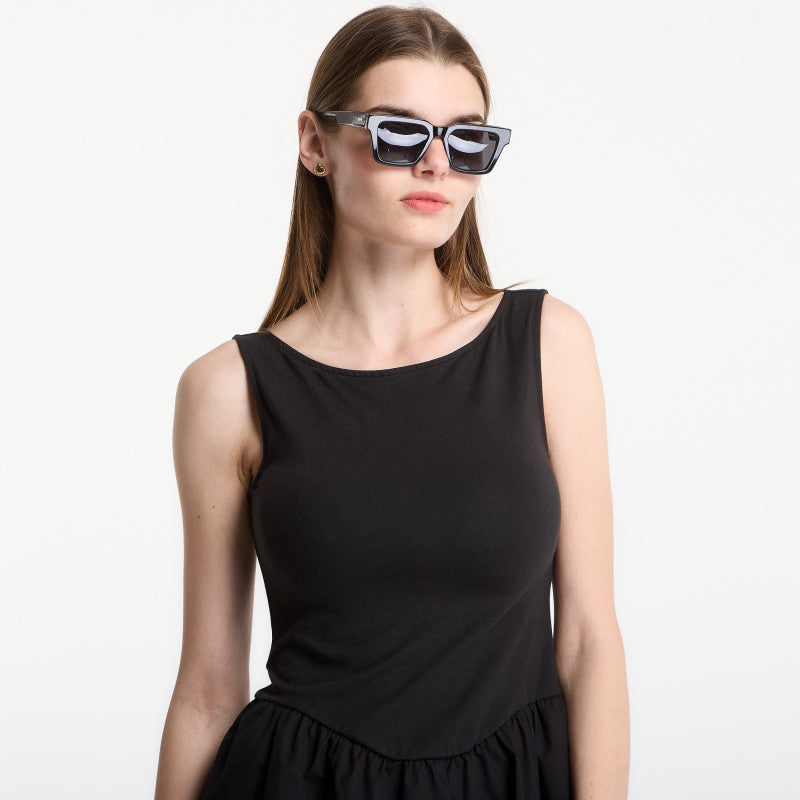 Sukienka GAP Sl High Neck Mixed Media Mini Dress Black