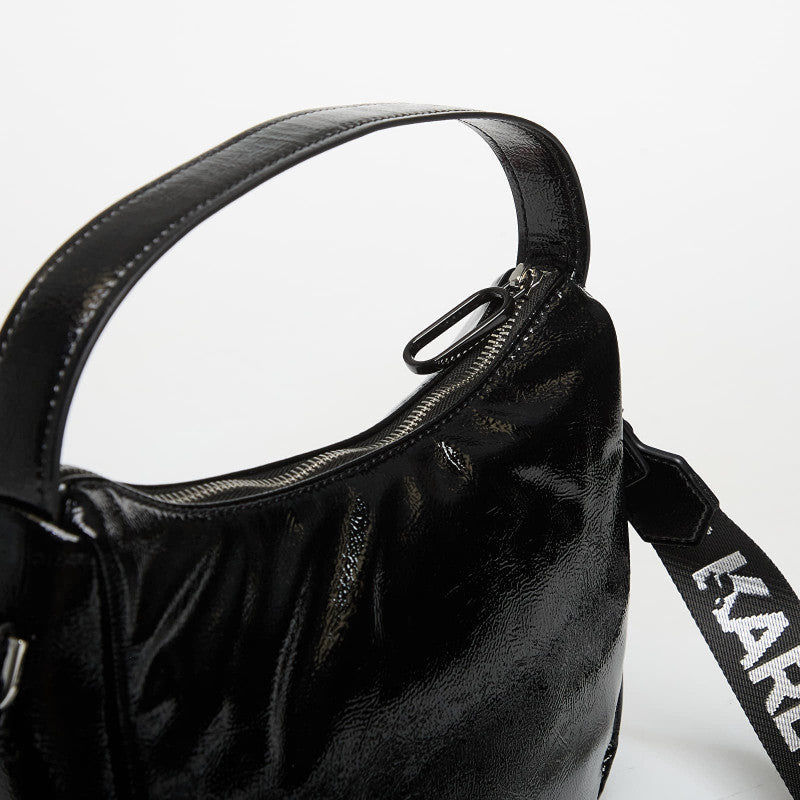 Karl Lagerfeld Jeans Box Logo Mini Hobo Glossy Black
