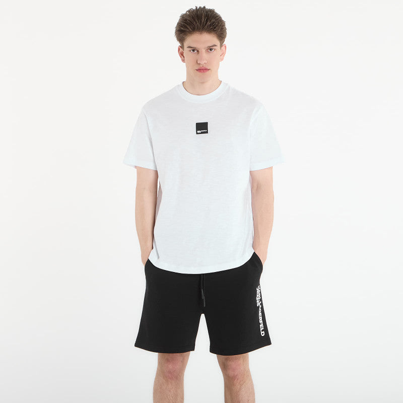 Karl Lagerfeld Jeans Reg Curved Hem Slub Tee White
