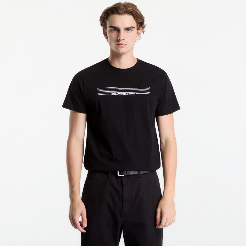 Karl Lagerfeld Jeans Slim Stripes Logo Tee Black