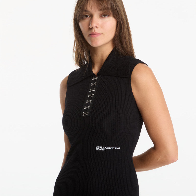 Sukienka Karl Lagerfeld Jeans Knit Collar Dress Black