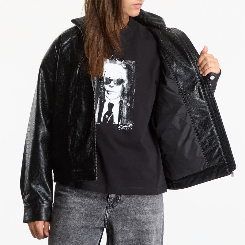 Karl Lagerfeld Jeans Karlism Pu Bomber Black