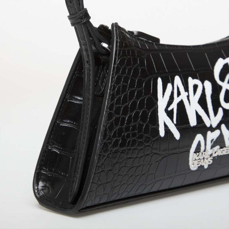 Karl Lagerfeld Jeans Logo Sm Shoulder Bag Quote Black