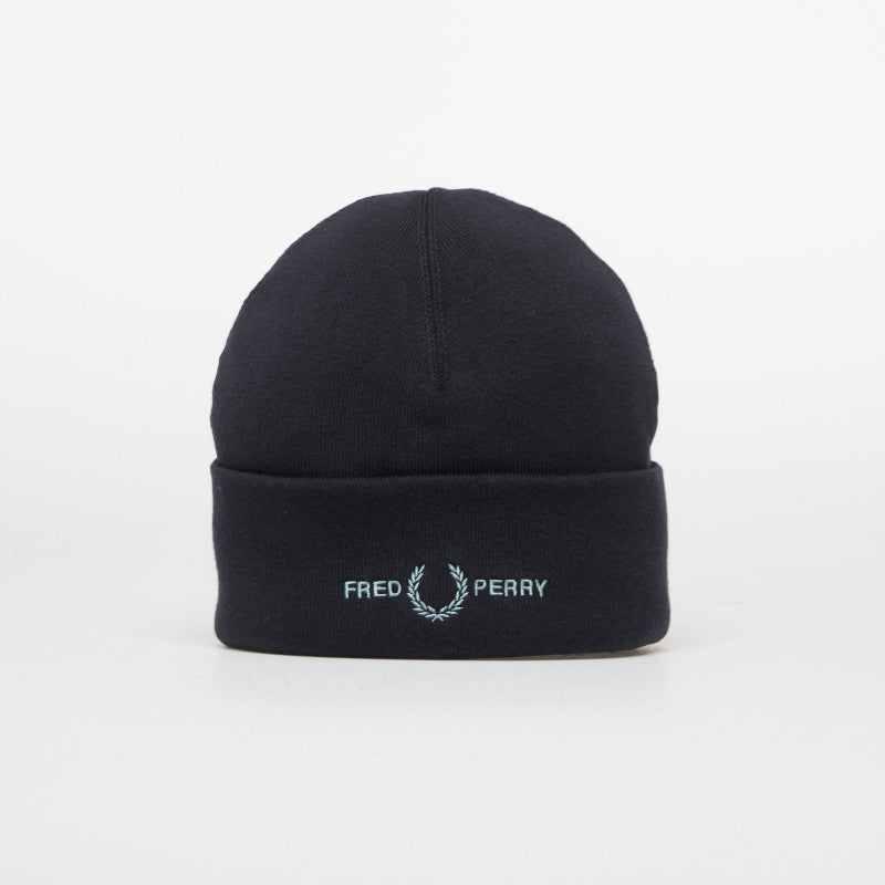 FRED PERRY Graphic FLP Beanie Navy/Silver Blue