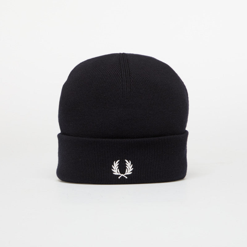 FRED PERRY Classic Merino Wool Beanie Navy/ Snow White