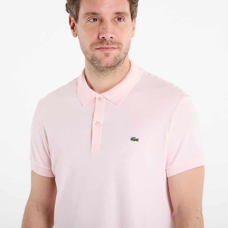 LACOSTE Short Sleeved Ribbed Collar Shirt Flamingo