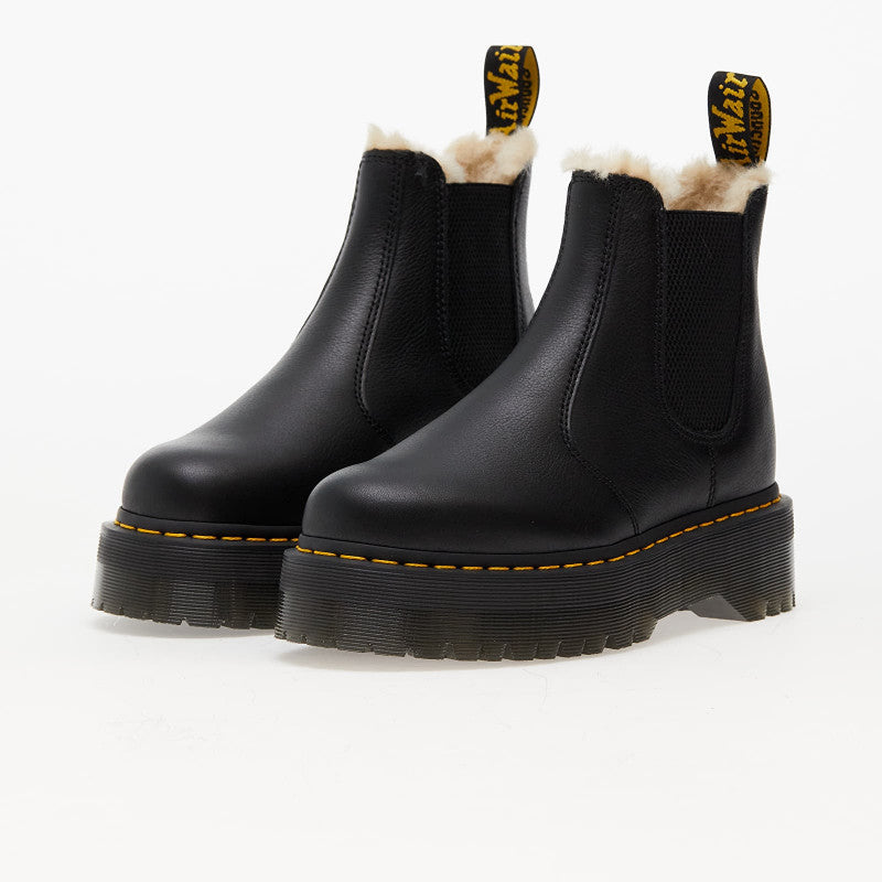 Dr. Martens 2976 Quad Fur Lined Platform Chelsea Boots Black Pisa