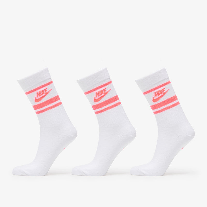 Nike Sportswear Dri-FIT Everyday Essential Crew Socks 3-Pack White/ Hot Punch/ Hot Punch