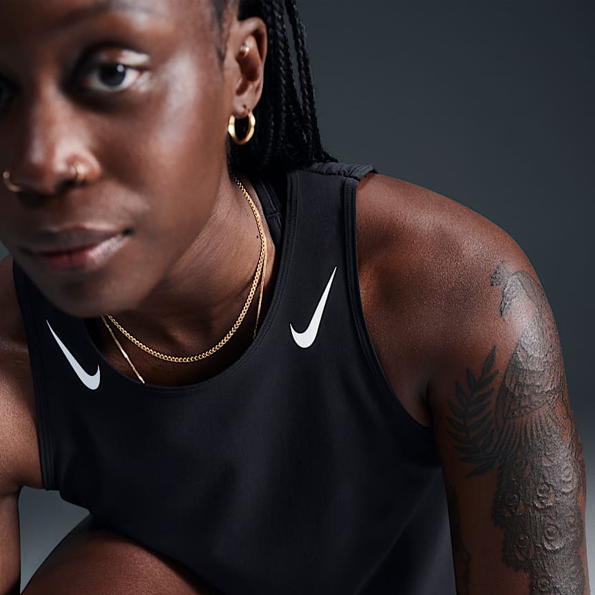 Nike AeroSwift Women's Dri-FIT ADV Cropped Running Tank Top Black/ White