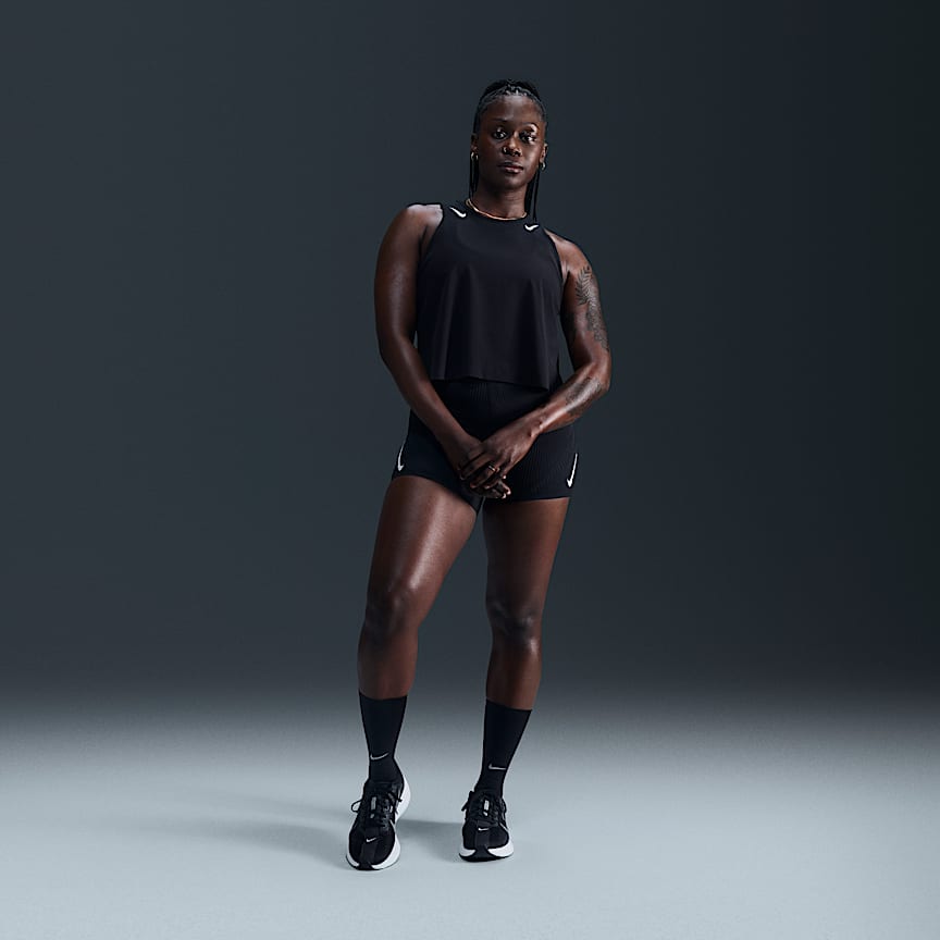 Nike AeroSwift Women's Dri-FIT ADV Cropped Running Tank Top Black/ White