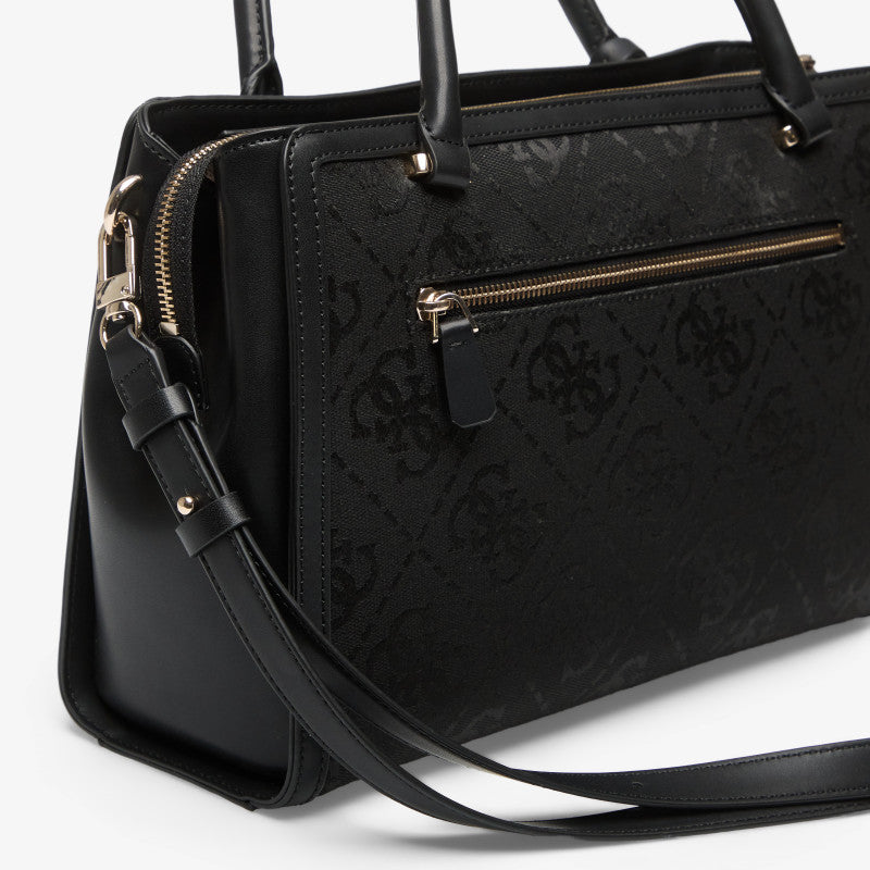 GUESS Audrey Logo Girlfriend Satchel Black Logo