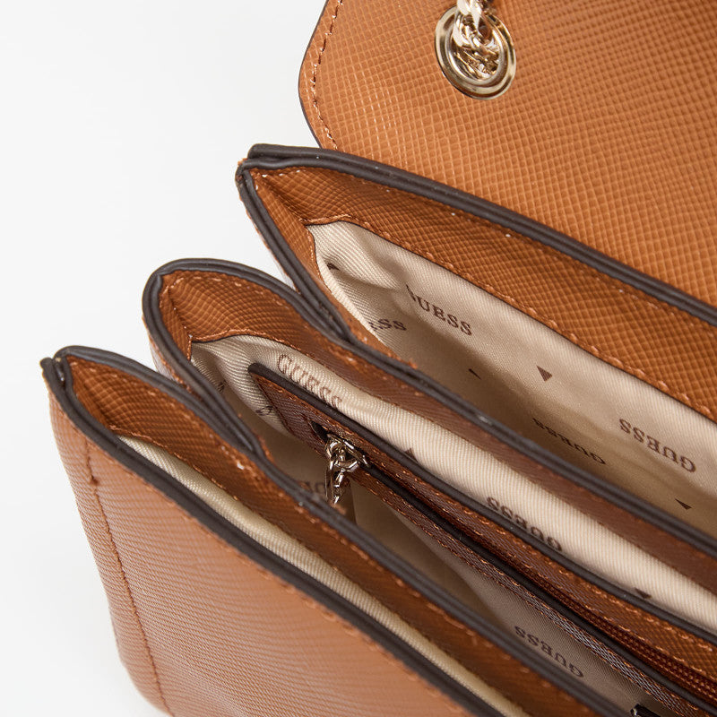 GUESS Noelle II Convertible Cross Body Flap Light Cognac