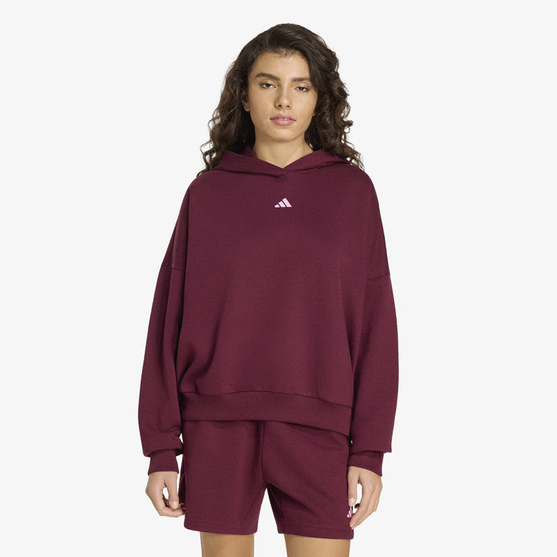 adidas 3 Stripes Studio Hoodie Maroon