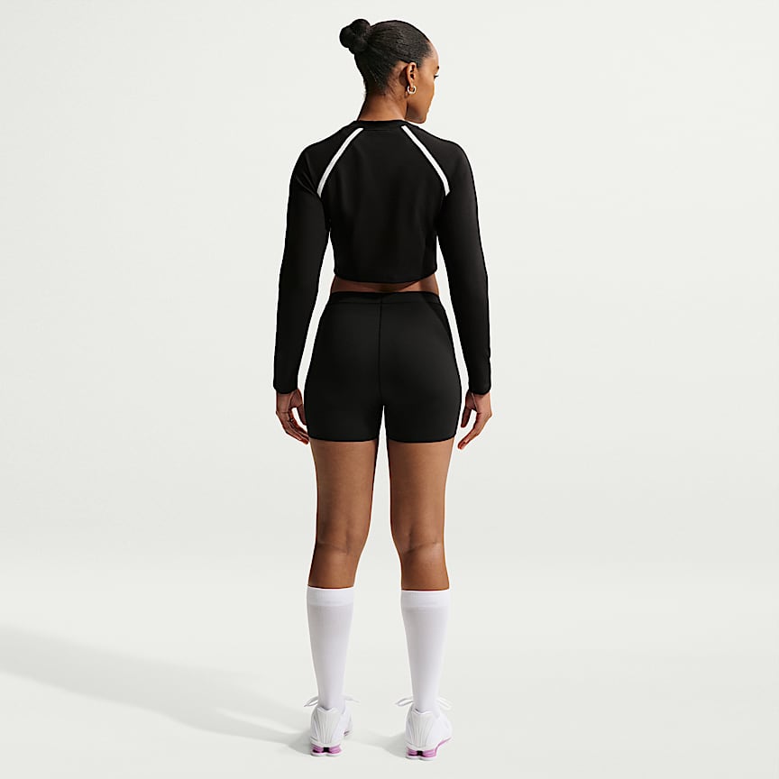 Nike Sportswear Women's Tight Long-Sleeve Cropped Top Black/ Black/ Chalk/ Chalk