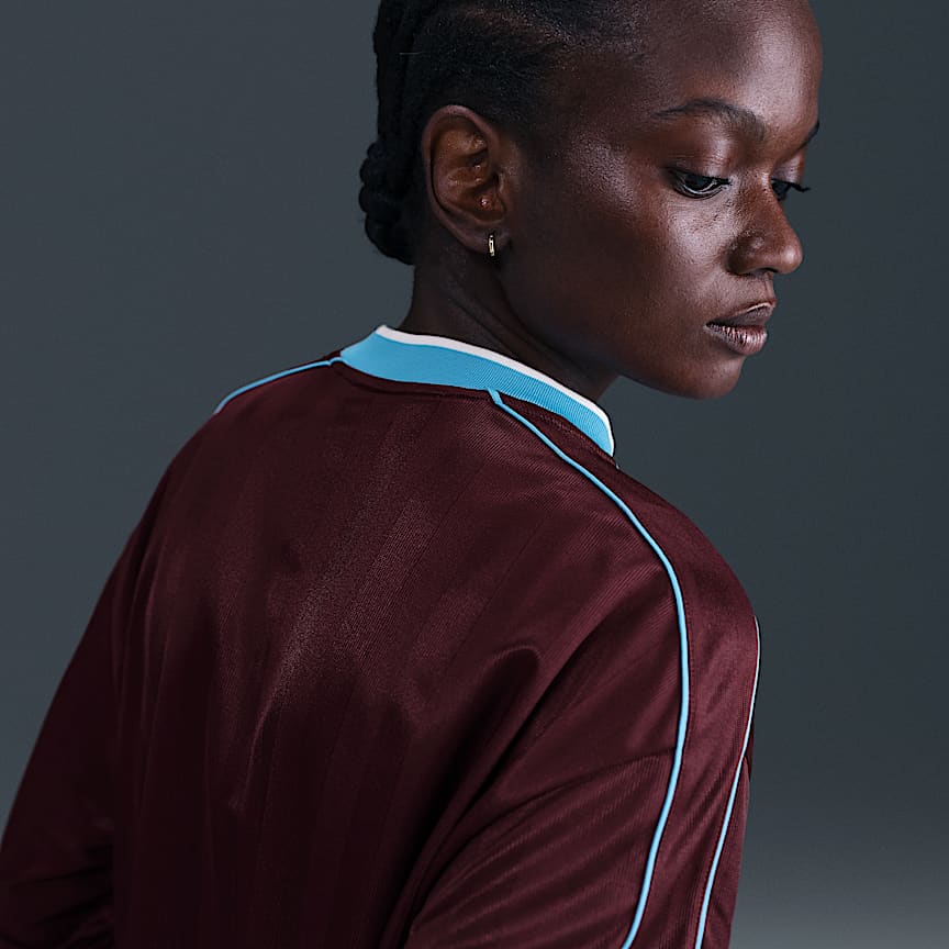 Nike Sportswear Women's Long-Sleeve Jersey Top Burgundy Crush/ Baltic Blue