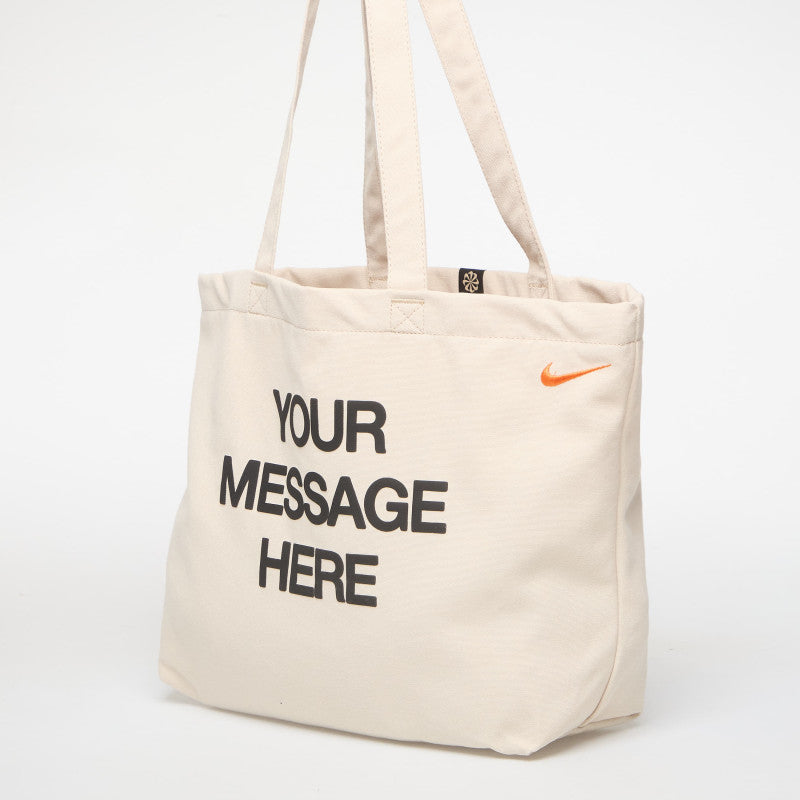 Nike Heritage "Your Message Here" Tote Bag 22L Oatmeal/ Safety Orange/ Safety Orange 22