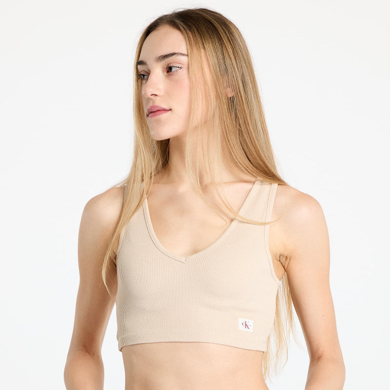 Calvin Klein Jeans Washed Woven Label Top Beige