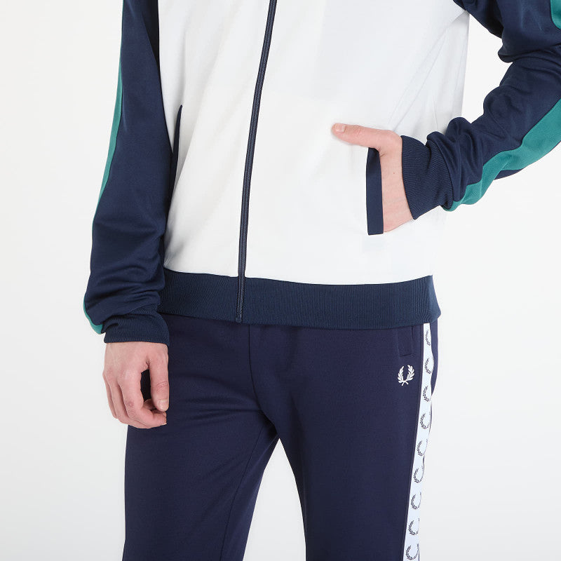 FRED PERRY Contrast Sleeve Track Jacket Snow White