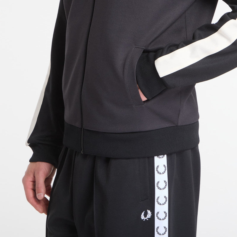 Fred Perry Contrast Sleeve Track Jacket Black