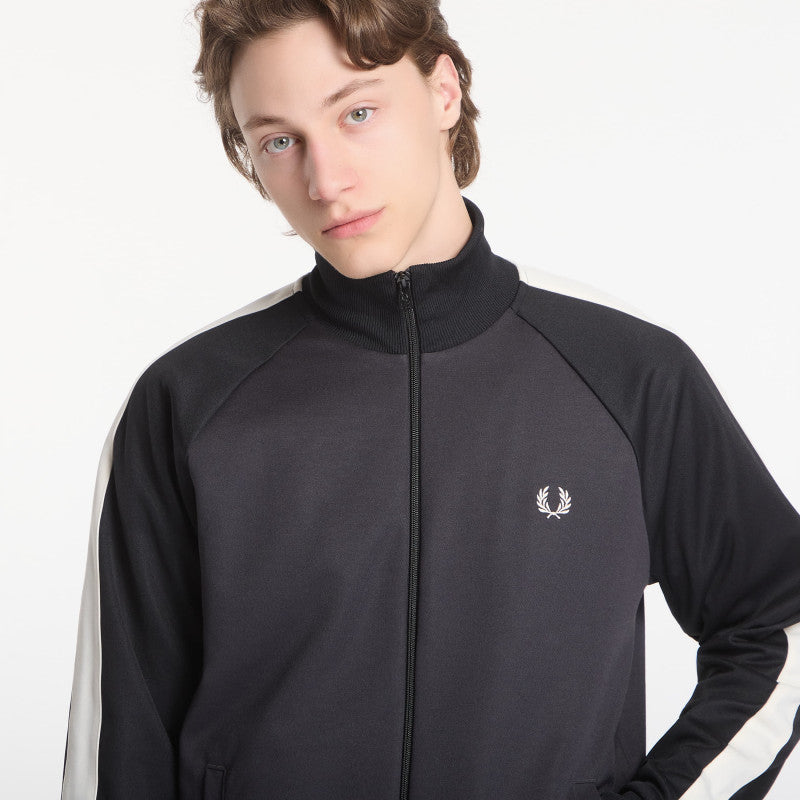 Fred Perry Contrast Sleeve Track Jacket Black
