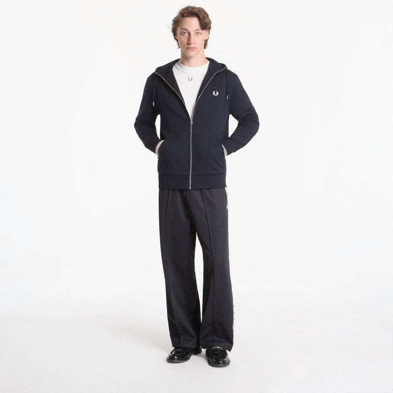 Fred Perry Hooded Zip Through Sweatshirt Black