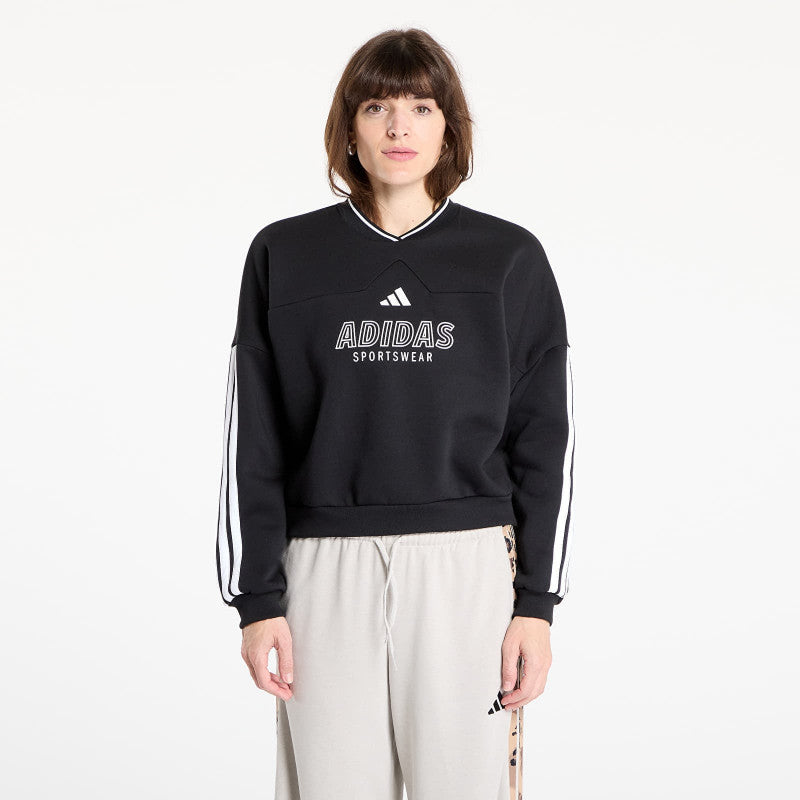adidas Wmns Tiro Cut 3 Stripes Fleece Sweatshirt Black/ White