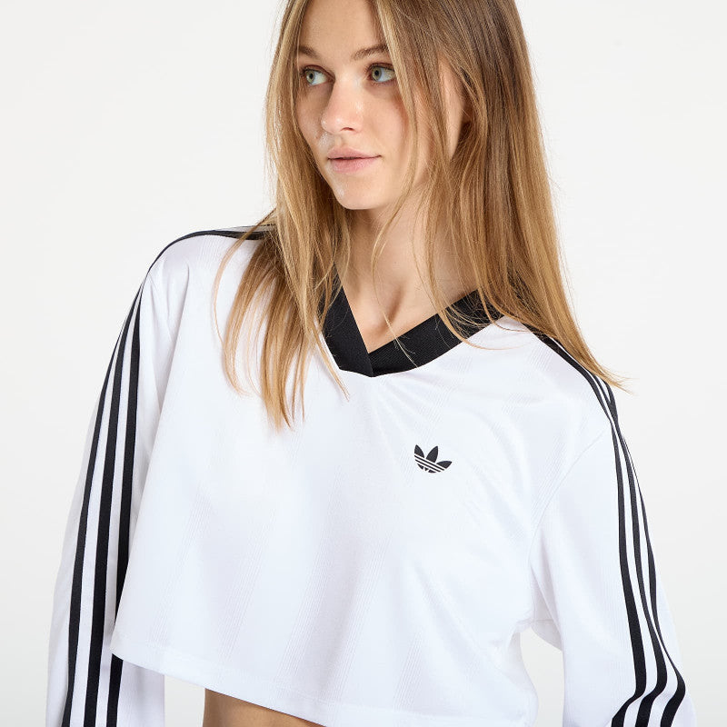 adidas Adicolor Football Jacquard Crop Long-Sleeve Top White