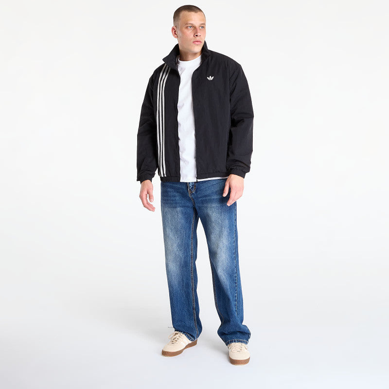 adidas Firebird Front Stripes Woven Track Top Black/ Stone Khaki/ Better Scarlet