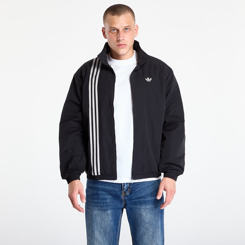 adidas Firebird Front Stripes Woven Track Top Black/ Stone Khaki/ Better Scarlet