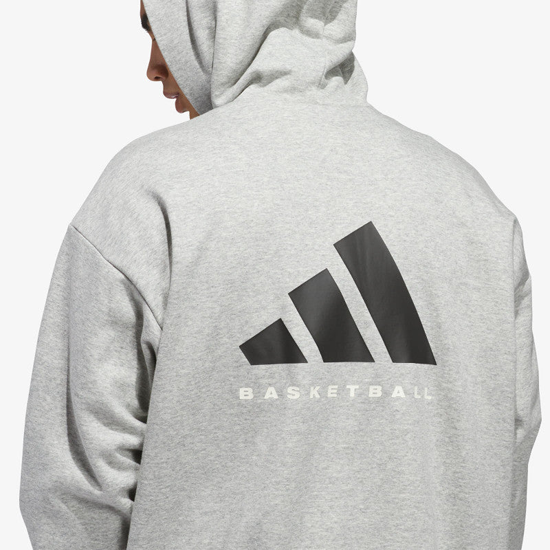 adidas Basketball Fleece Hoodie (Gender Neutral) Medium Grey Heather