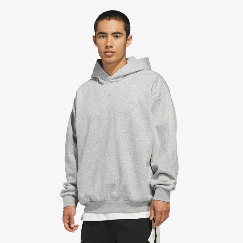 adidas Basketball Fleece Hoodie (Gender Neutral) Medium Grey Heather