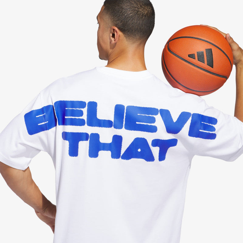 adidas Anthony Edwards Believe That T-Shirt White/ Lucid Blue