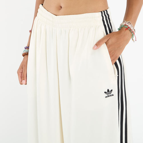 adidas Adicolor Satin Wide Leg Track Joggers Cream White/ Grey Three