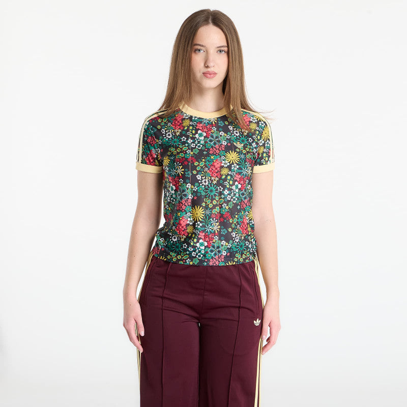 adidas X Liberty London 3 Stripes T-Shirt Black/ Bold Green/ Collegiate Green- Eqt Yellow
