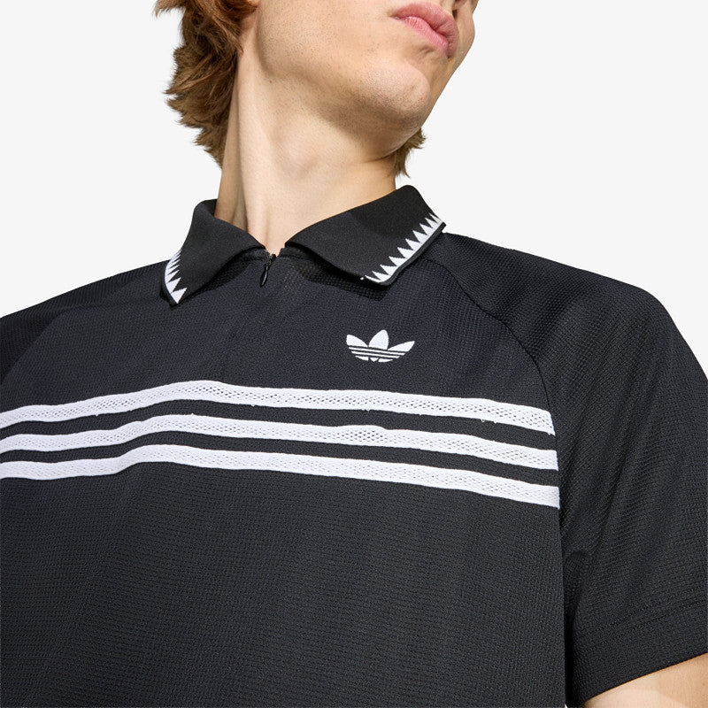 adidas Chest Stripes Slim Polo Black