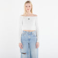 adidas Essentials Rib Off Shoulder Long-Sleeve Top T-Shirt White