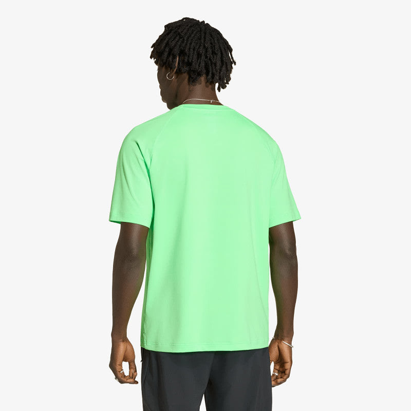 adidas Tech Trefoil Essentials Polyester T-Shirt Screaming Green