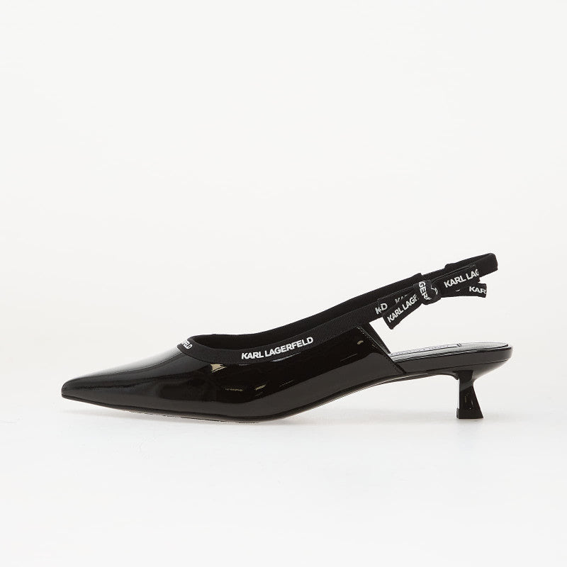 Karl Lagerfeld Jeans Pasha Ribbon Sling Black Patent Lthr