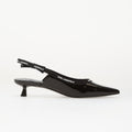 Karl Lagerfeld Jeans Pasha Ribbon Sling Black Patent Lthr