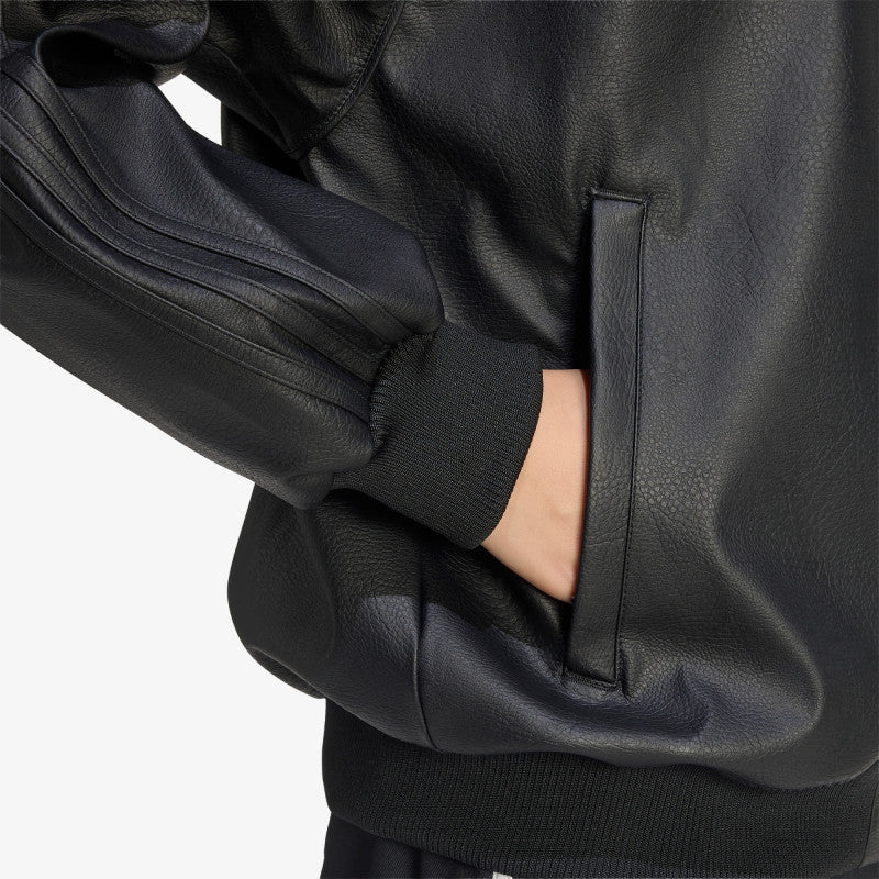 adidas Pleather SST Oversized Track Top Black/ Maroon