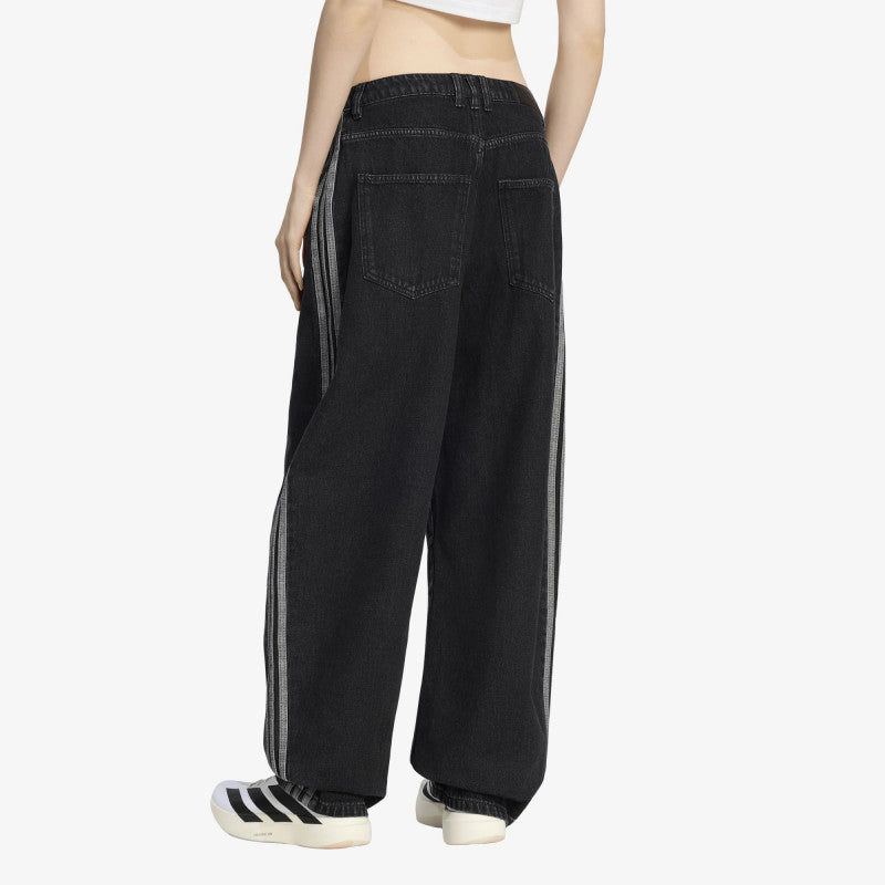 Jeansy adidas High Rise Barrel Leg Denim Pant True Black Denim