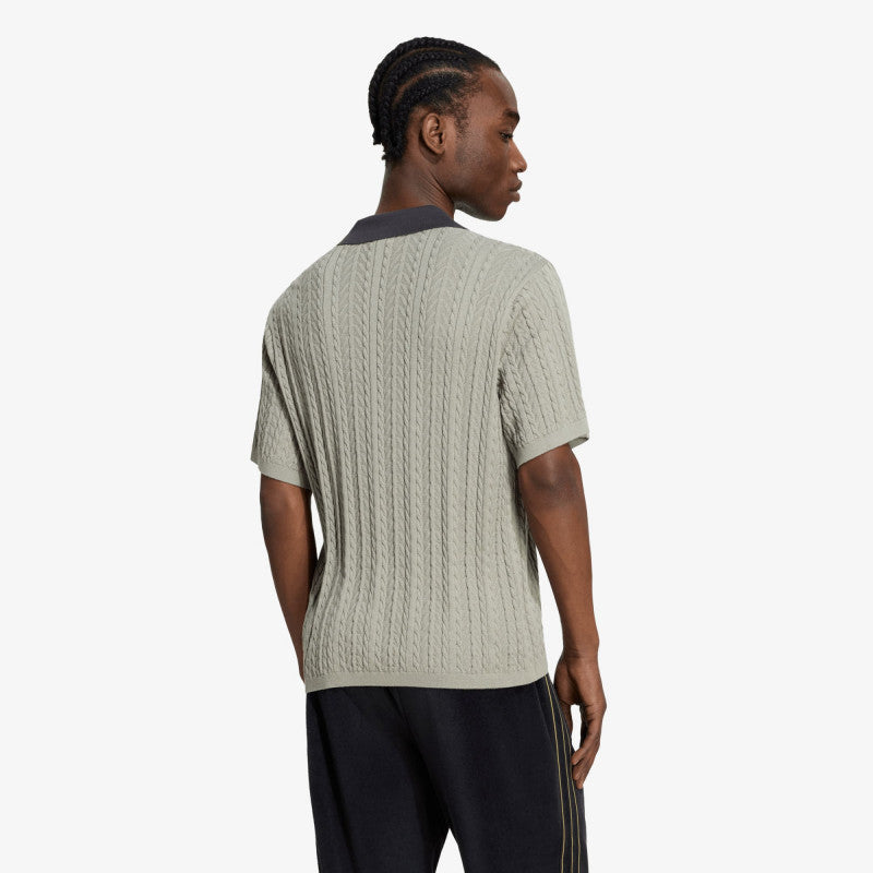 adidas Cable Knit Football Jersey Silver Pebble