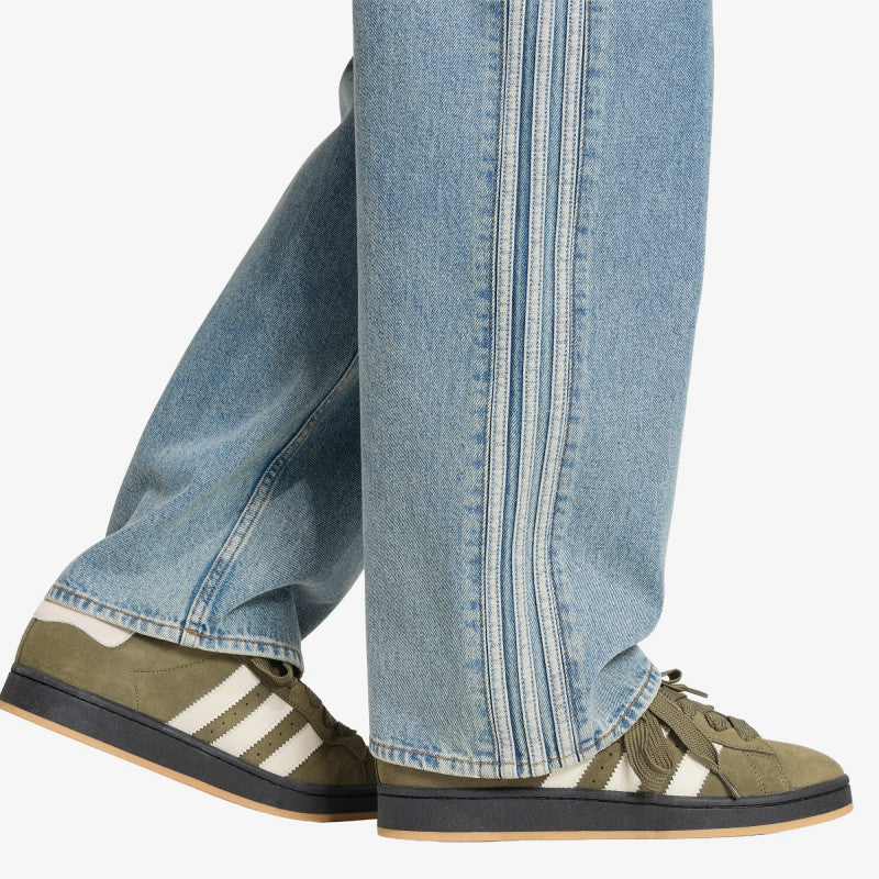Jeansy adidas Firebird Adicolor Denim Jeans MID-RISE Straight Leg Worn Blue Denim