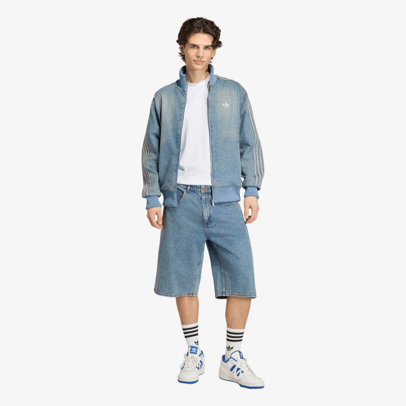 adidas Firebird Adicolor Denim Track Top Jacket Worn Blue Denim